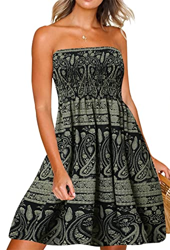 Image of Zyyfly Womens Summer Beach Dresses Strapless Cover Ups Dress Tube Top Sundresses