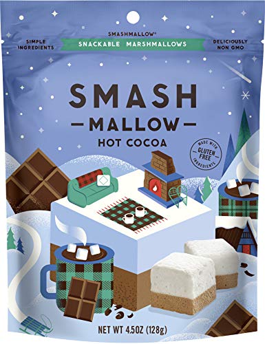 Hot Cocoa by SMASHMALLOW | Snackable Marshmallows | Non-GMO | Organic Cane Sugar | 100 calories | (4.5 oz)