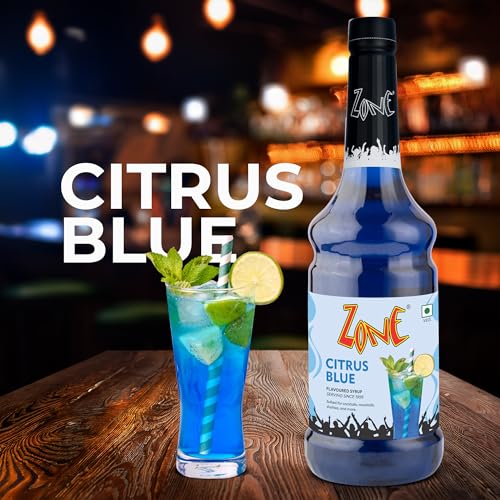 Image of Zone Citrus Blue Flavoured Syrup 1000ml | Refreshing Lemon Citrus Blend with Subtle Orange Notes | Perfect for Mocktails, Lemonades, Iced Teas & More | Ideal for Cafe, Restaurant & Home Use
