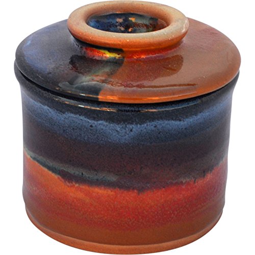 ALWAYS AZUL POTTERY French Butter Keeper in Azulscape - Handcrafted Ceramic Stoneware Dish - Handmade Container - Artistic Pottery Tableware