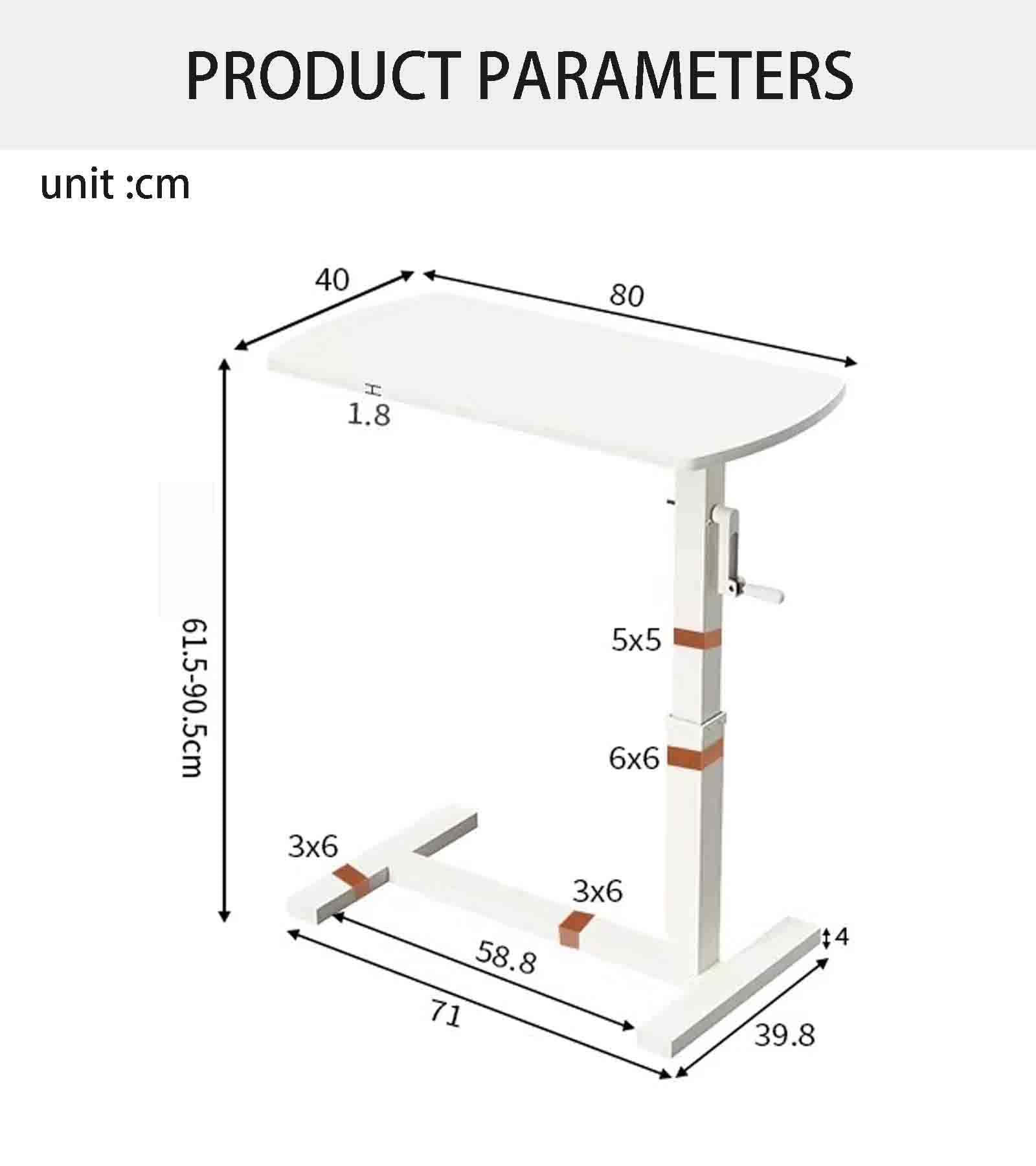 Mesa de Cama con Ruedas, mesita de Noche elevadora móvil, Mesa Auxiliar para sofá, Cama para Dormitorio, Escritorio para computadora, Uso médico en hospitales y hogares