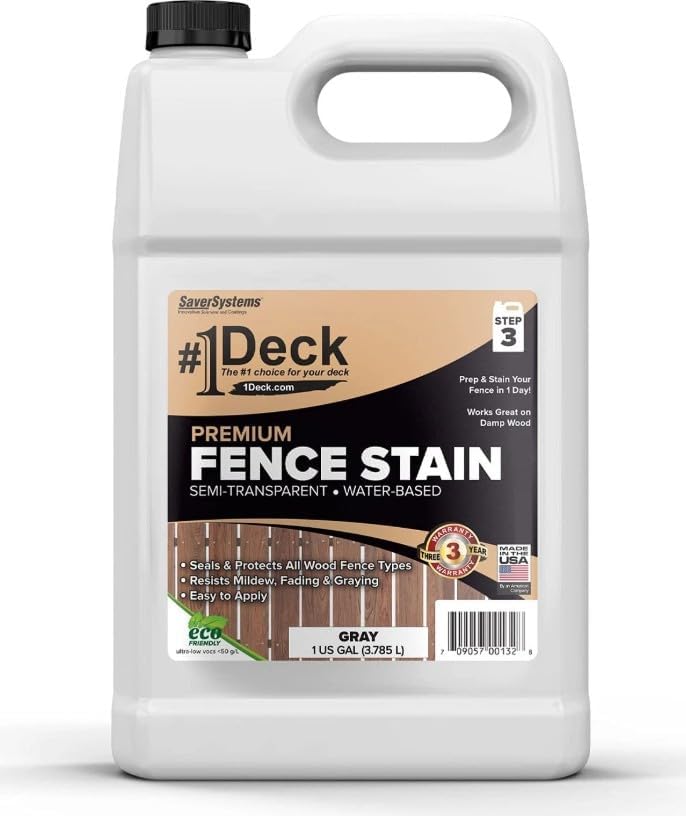 Tinte y sellador de madera de primera calidad #1 Deck - Sellador de valla semitransparente (1 galón, gris)