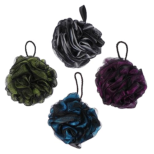 FRCOLOR 4pcs Shower Loofah Bath Balls Rubbing Bath Ball for Comfortable Cleaning Body Scrubbers with Hanging Design Bathroom Supplies for Home Use