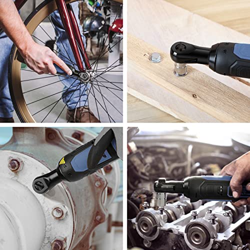 C P Chantpower Cordless Ratchet Wrench Set, 3/8'' 37 Ft-Lbs 12V Power Ratchet Wrench With 1H Fast Charge, Variable Speeds, 2 X 2.0Ah Lithium-Ion Batteries And 10 Sockets #TOP6