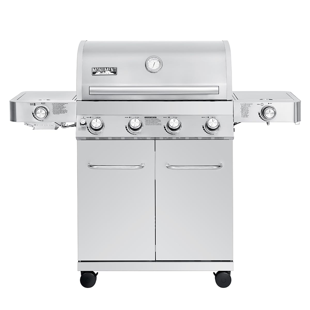 Monument Grills 4+2 Burner 72,000 BTUs Propane Gas Grill 700 sq.in. Stainless Steel Grill Built-In Thermometer, with two Side Burners