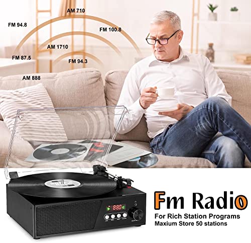 platine vinyl tourne disque vinyle bluetooth avec radio fm numérique usb télécommande platine vinyle vintage pour disques vinyles avec haut parleurs 3 entrée rca line out