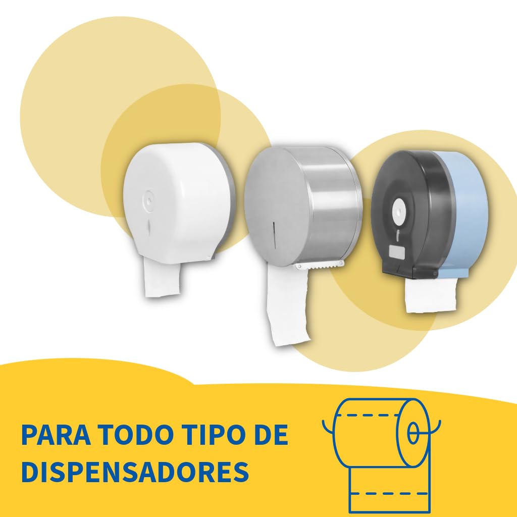 Papel Higiénico Industrial Doble Capa | Pack de 36 Uds. 100m/Rollo Papel higienico desechable y biodegadable.