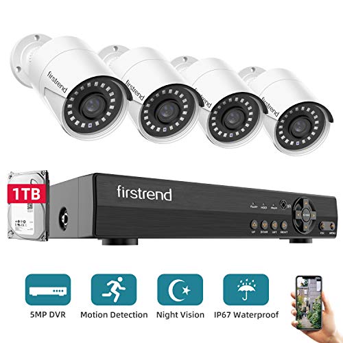 [2020 New]Security Camera System,Firstrend Wired Home Surveillance Cameras System 8CH 5MP DVR