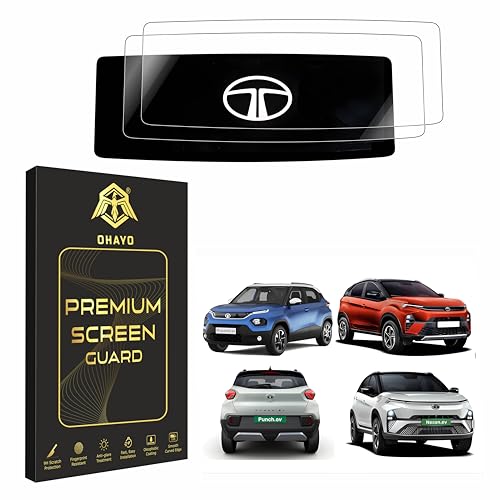 Image of OHAYO 2 Pack Steering Screen Protector for Tata Nexon, Harrier, Safari, Punch EV, Nexon EV & Curvv | 9H Hardness Military Strength Display Guard | Anti-Scratch, Water Resistant, Bubble-Free Fit | Not Tempered Glass