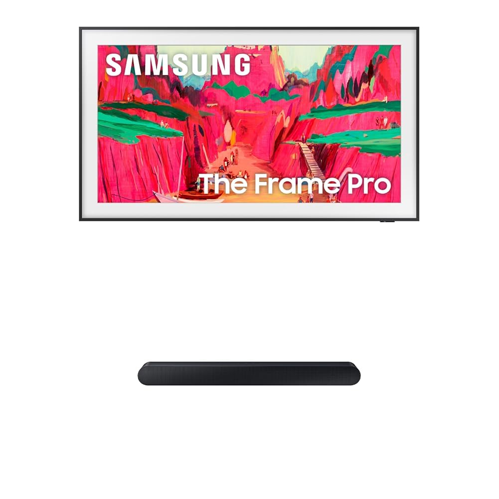 Samsung 75-Inch Class The Frame Pro LS03FW 4K Neo QLED Mini LED Smart TV (2025 Model) with Wireless One Connect + SAMSUNG S60D 5.0ch Soundbar w/Wireless Dolby Atmos Audio, HW-S60D/ZA