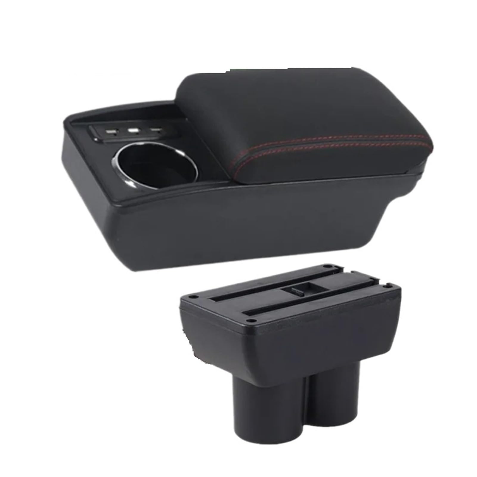 UMDJJU For Suzuki For Jimny JB23 JB43 1998-2018 Car Armrest Double-layer Storage Box Retrofit Accessories Car Centre Console Armrest Box(M1 red line 3USB)