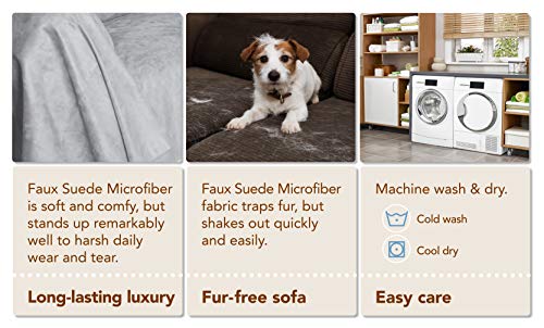 Floppy Ears Design Extra Wide Simple Faux Suede Microfiber Sectional Couch Cover Protector (Sand, Xxl Sectional 105” W X 250” L) #TOP2