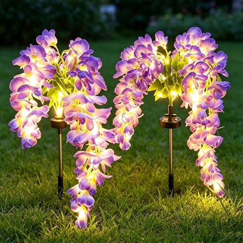 Lampe solaire extérieur lot de 2 balises violettes étanches pour jardin