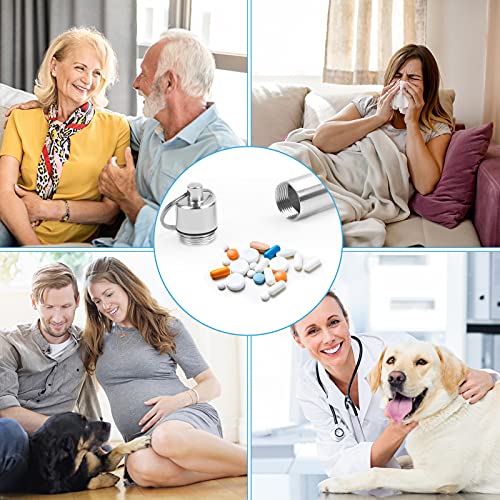 Jinlaili 6 stuks draagbare aluminium pillendoosjes, aluminium pillendoos, sleutelhanger, waterdicht, medicijnenpillendoos, capsulepillendoos, pillendoos, aluminium voor outdoor, sport, camping, - Afbeelding 6