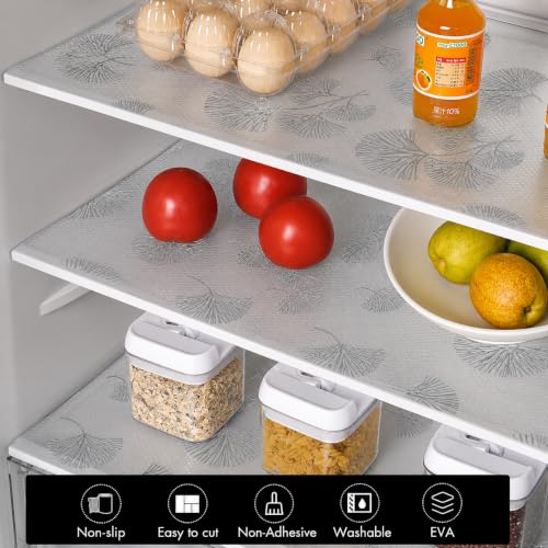 Image of ElastPro (45 cm X 5 m) Printed Shelf Liners for Kitchen Shelves, Drawer Mat, Shelf Liner, Fridge Mats, Kitchen Cabinet Drawer Mat Liner Sheets (Fan Leaf Silver)