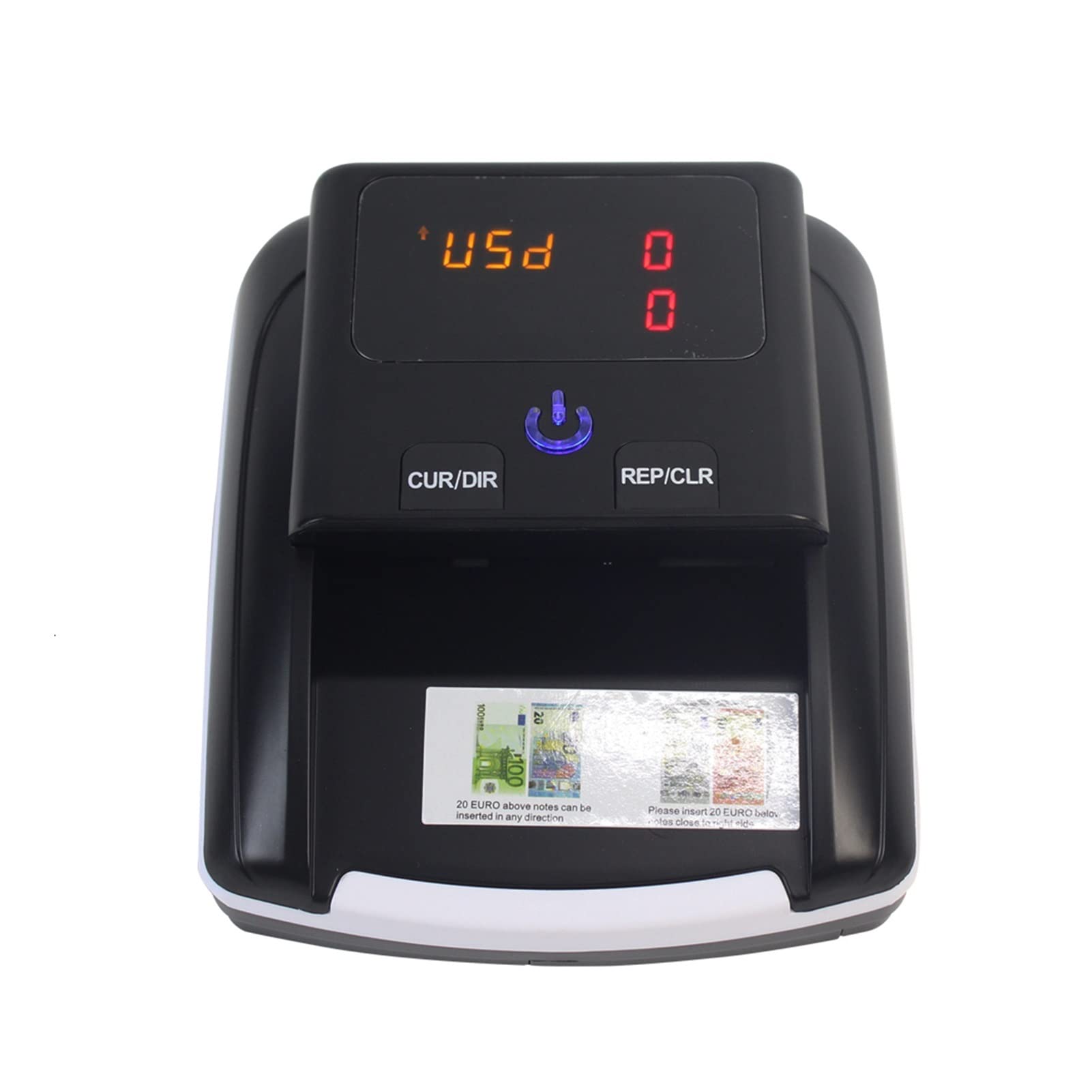 CVFRDD - UV LED/LCD Lamp Display Handy Banknote Detector USD/EUR Fake Money Euro Detecting Machine Bill Counter Money Counter(Nero)