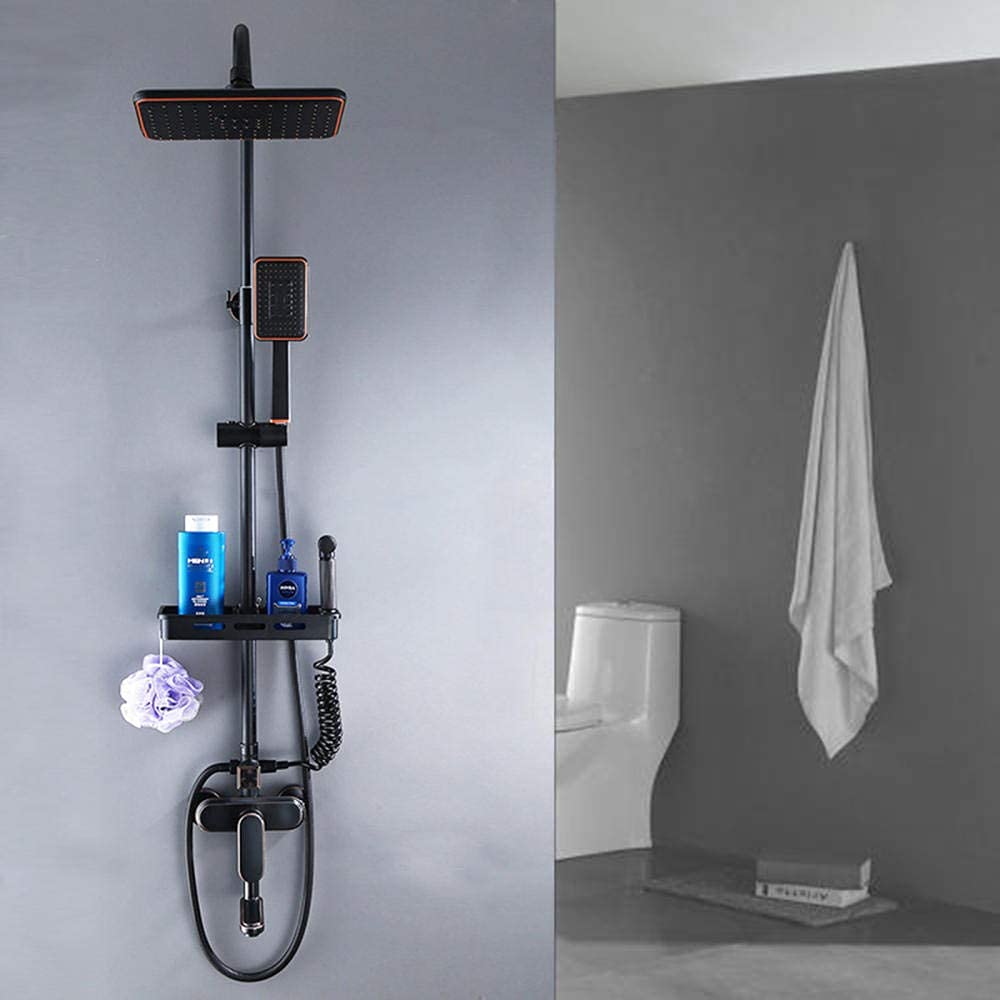 CWCQGH Black Retro Shower Kits with Overhead Shower Brass rain Shower Head with Bathtub Faucet Shower Mixer Set-with Sprayer,With Sprayer