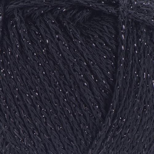 Image of YarnArt Elegance Sparkly Yarn - Metallic Cotton Blend, Fine Sport for Knitting & Crochet, Lightweight Thread for Shawls & Sweaters, 50g (130m), Black (1, 104)