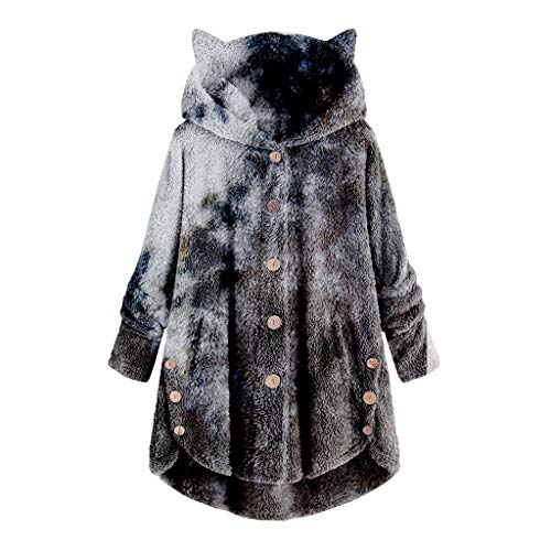 Preisvergleich Produktbild Damen Jacke Knopfmantel Mantel Herbst Winter Sweatshirt Flauschige Kapuzenjacke Hoodie Schwanzoberteile Pullover Mit Kapuze Outwear Lose Coats Mode Tops