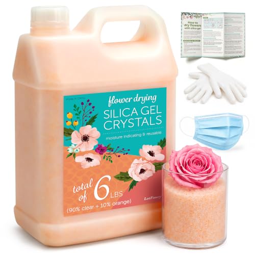 LotFancy Silica Gel Flower Drying, 6 LBS Reusable Color Indicating Silica Crystals for Wedding Bouquet Preservation, Resin Art, DIY Crafts