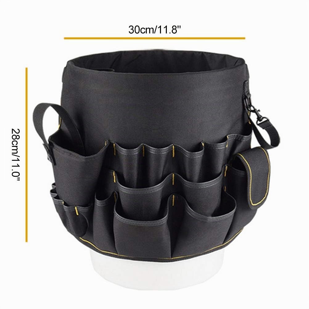 GLOGLOW Organisateur D'Outils de Jardinage, Sac Seau pour Outils de Jardin avec 56 Poches pour Transporter Vos Outils et Fournitures de Jardin (Noir)