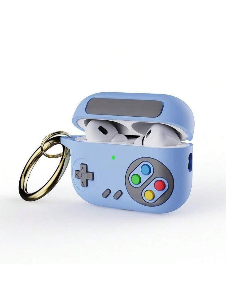 Image of SE HUB Airpods Pro 2 Case Cover Keychain for 2Nd Generation Design with Mag-Safe, Shock Proof 360-degree Protection Case Cover Soft Skin Silicone (Ring Carbaner and Hand Strap Included)- Blue