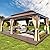 MELLCOM 12' x 24' Hardtop Gazebo,Galvanized Steel Metal Double Roof Aluminum Frame with Curtain and Netting,Brown Permanent Pavilion Gazebo with Aluminum Frame for Patios,Gardens,Lawns