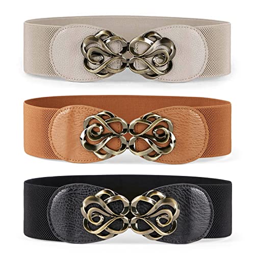 JASGOOD Women Stretchy Belts for Dresses Wide Elastic Waist Belts