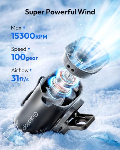 Image of Gaiatop Portable Clip on Fan, Rechargeable Battery 100 Speed 15000RPM Powerful 31ft /s Airflow, Hands-Free Neck /Belt /Waist Personal Mini Cooling Fan for Camping, Outdoor, Jobsite, Travel, Gifts, Black