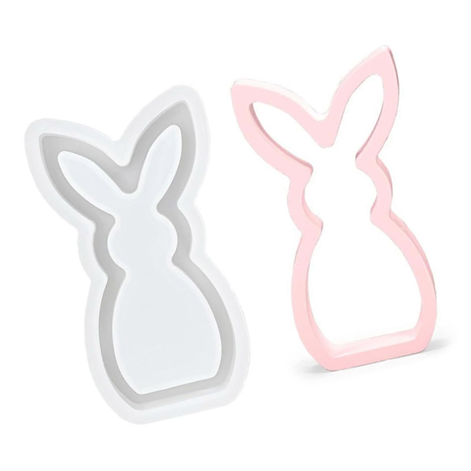 Jazuaiao Hollow Easter Hare Silicone Molds Easy Demold Multipurpose Silicone for Epoxy Resin Soap Hare Design