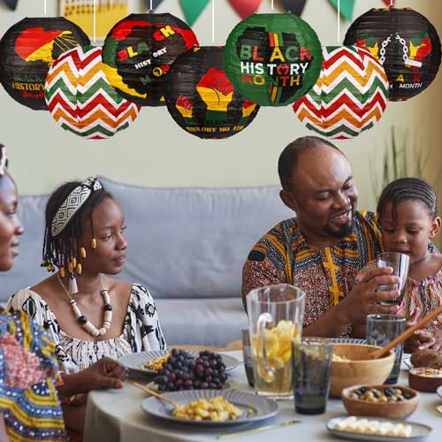 Image of Panelee 12 Pcs Black History Month Party Decorations Paper Lanterns 8 Inches Round Hanging Paper Decorations for Party Office Classroom Supplies Indoor Outdoor