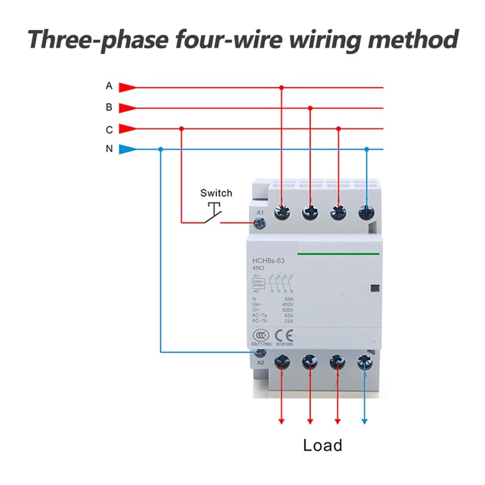 Contactor Modular HCH8s-25, 4 Polos, 16 A, 20 A, 25 A, NA, NC o 2, 24 V, 110, 220, contactor automático doméstico, Tipo riel DIN, 1 Unidad | 4P 25A 2NO2NC AC24V