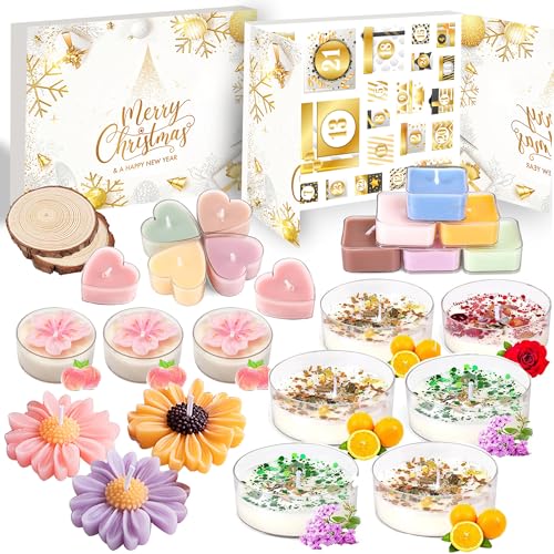 ImnBest Calendario de Adviento, velas, calendario de Adviento 2025, para mujeres, niñas, velas perfumadas, calendario de velas, calendario de adviento, 24 días, cuenta regresiva, regalo de Navidad