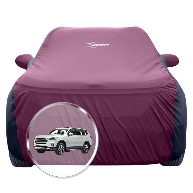 Image of NEODRIFT 'SuperTech' Car Cover for MG GLOSTER (100% Water-Resistant, All Weather Protection, Tailored Fit, Multi-Layered & Breathable Fabric) (Colour: Maroon+Black)