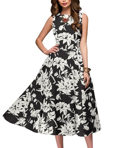 Image of Simple Flavor Women's Vintage Dress Sleeveless O-Neck Party Cocktail Dress