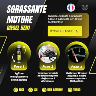 SNQR Pulitore Motore Diesel 5in1 375mL Ultra Concentrato | Pulizia Completa Iniettore, Turbo, FAP, EGR | Additivo Multifunzionale per la Completa Pulizia dei Motori a Gasolio | Risultato Immediato