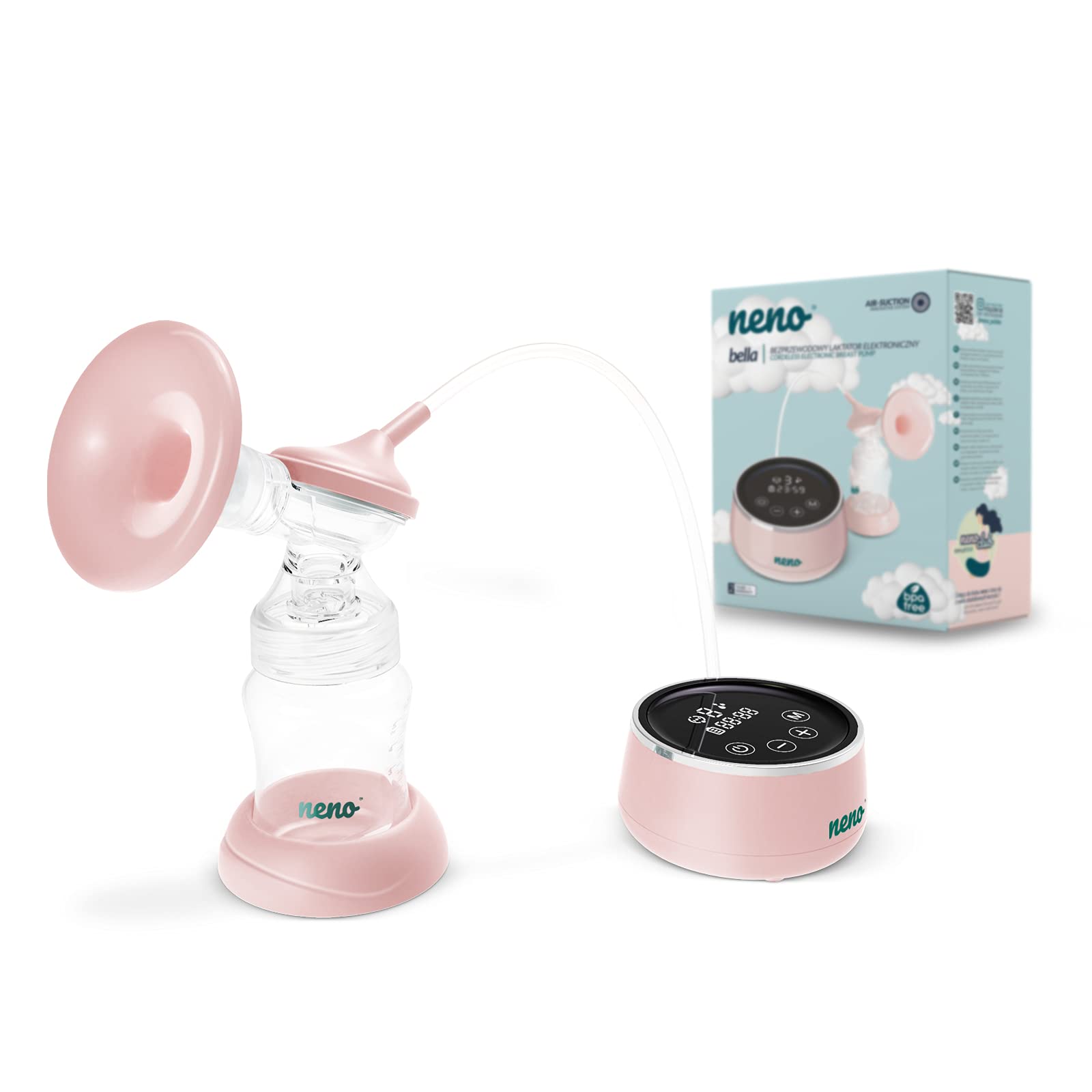 Neno BELLA, Tiralatte con 2 Modalità e 9 Velocità, Tiralatte Automatico Elettronico, Portatile, Wireless, Ricaricabile, Touch Screen, Elettrico