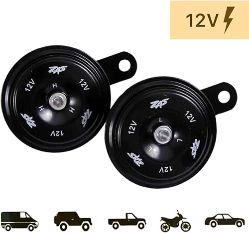 Miniatura 4 de ZAS Paquete de 2 bocinas eléctricas para automóvil, 118 DB, 12 V, súper ruidosas de tono alto y bajo, kit de bocina gemela de metal con soporte,