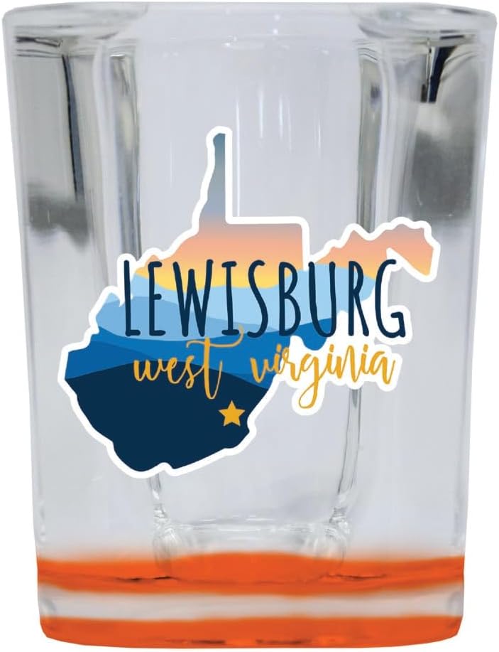 Vaso Shot Souvenir West Virginia Blue Ridge State 2 oz Base Naranja Pack x4