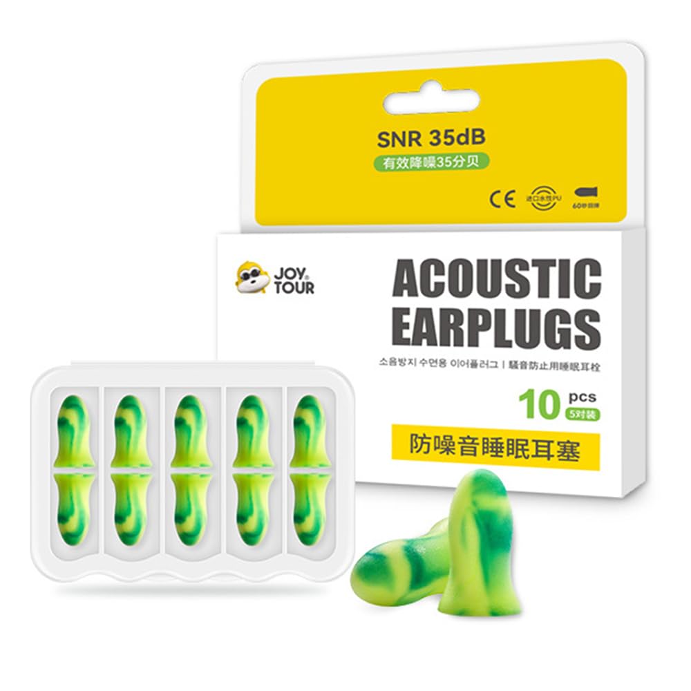 Ear Plugs for Sleeping - 5 Pairs, 35dB Noise Reduction Sponge Earplugs With Case, Soft Foa...