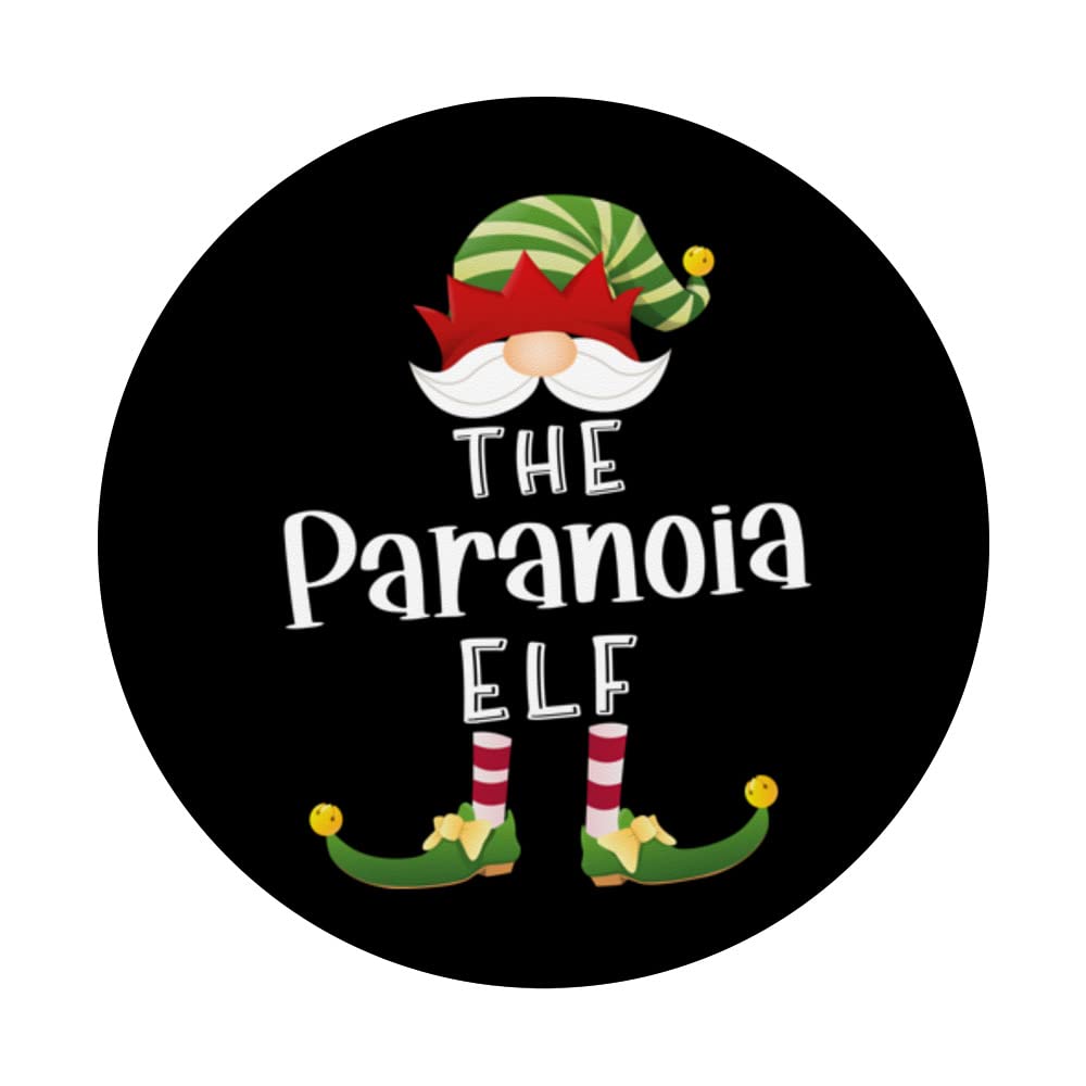 Paranoia Elf Group Christmas Funny Pajama Party PopSockets Swappable PopGrip, Black - Image 3