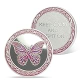 AtSKnSK Schleife Münzbrust Krebs Bewusstsein Chip Rosa Schleife Münze Medaillon für Geschenke zur Psychischen Gesundheit für Männer und Damen (Rosa Band)
