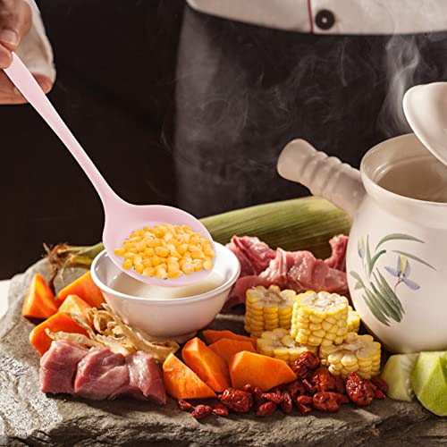 Silicone Slotted Spoon, Strainer Spoon, Skimmer Spoon, Slotted Spoons For Cooking, Silicone Strainer Non Stick, One-Piece Heat Resistant Silicone Cooking Spoon (Pink) #TOP6