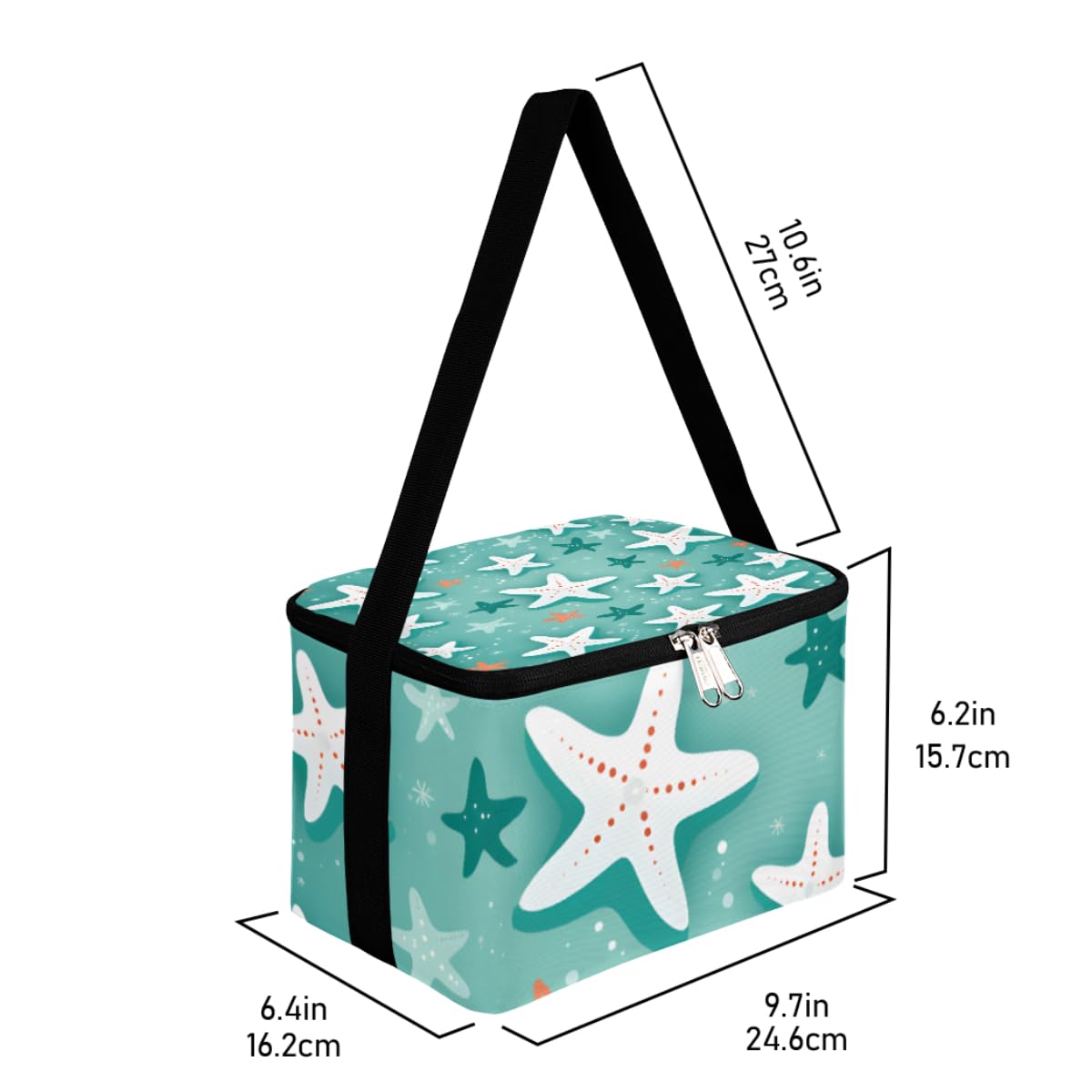 GzLeyigou Lunch Bags for Women Men 9 Cans,Starfish Hot & Cold Food Delivery Bag Insulated Grocery Bag Insulated Lunch Box Cartoon Starfishes Cooler Bag for Office Work Picnic Beach