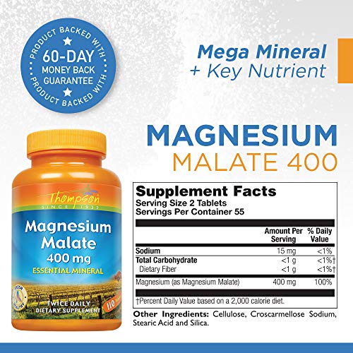 Thompson Magnesium Malate Tablets, 400 Mg, 110 Count #TOP1