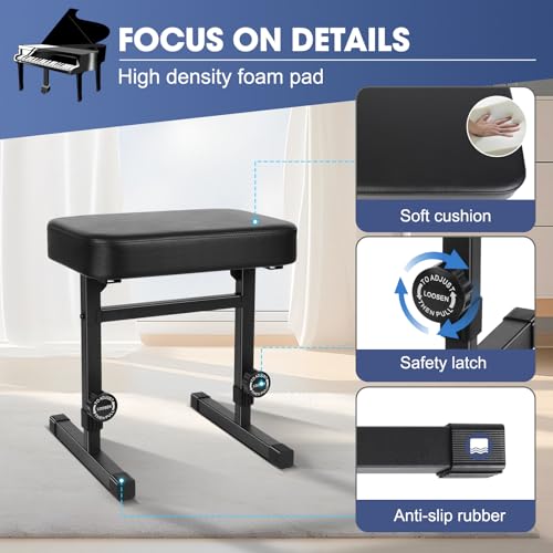 image for Ramzi Piano Bench Adjustable Height，Piano Stool Keyboard Bench Adjus
