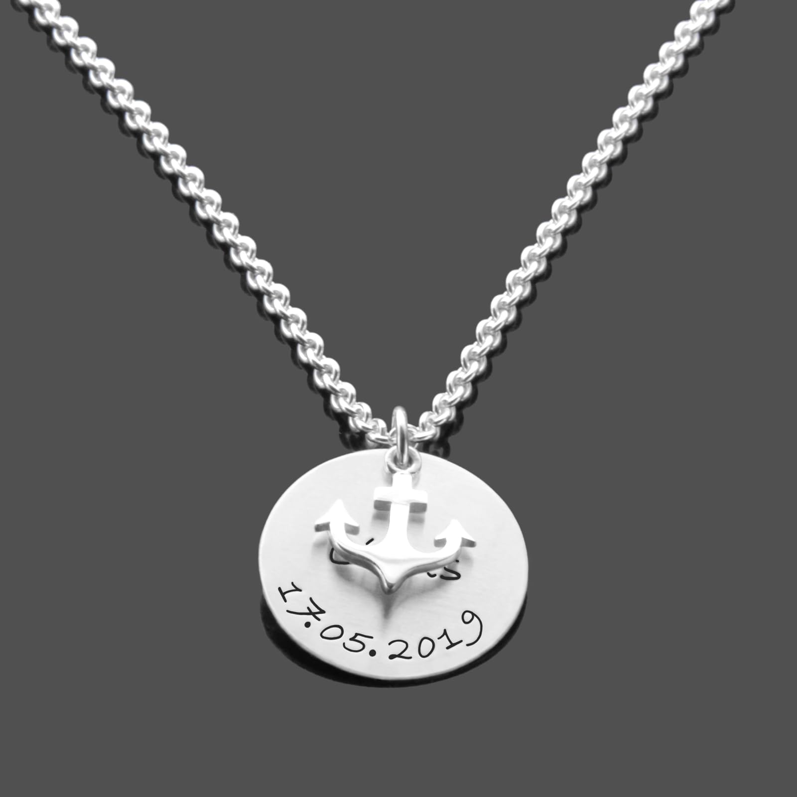 Taufkette Junge Taufschmuck personalisiert ANKER 925 Silber Gravur Jungs Name Taufdatum personalized handgearbeitet