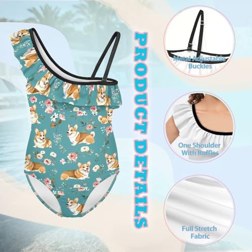 One-Piece Ruffled Halter Swimwear for Teen Girls with Charming Print - Light, Elastic, Breathable for Pool, Beach3