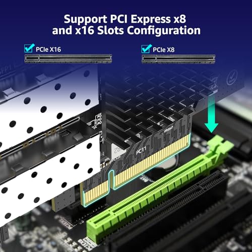 Image of 10Gb PCIe Network Card, Dual 10Gbps SFP+ Port, 10G NIC with Intel 82599(X520-DA2) Chip, VIMIN 10G Ethernet LAN Adapter Support Windows7 /8 /10 /11 /Linux /VMware, Compatible with PCI Express X8 & X16