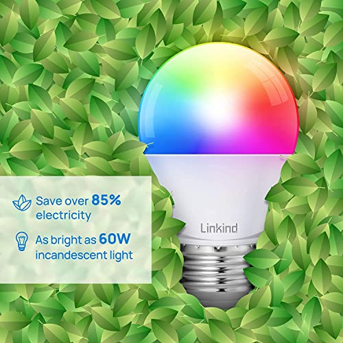 Linkind Smart Light Bulbs, Smart Bulb That Work With Alexa & Google Home, Led Light Bulbs Color Changing, A19 E26 Wifi Light Bulb Dimmable, Rgbw Light Bulb 2.4Ghz Wifi 4-Pack #TOP6